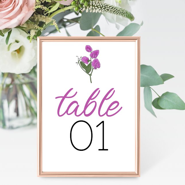 Numéro De Table Mariage lathyrus minimaliste (Créateur téléchargé)