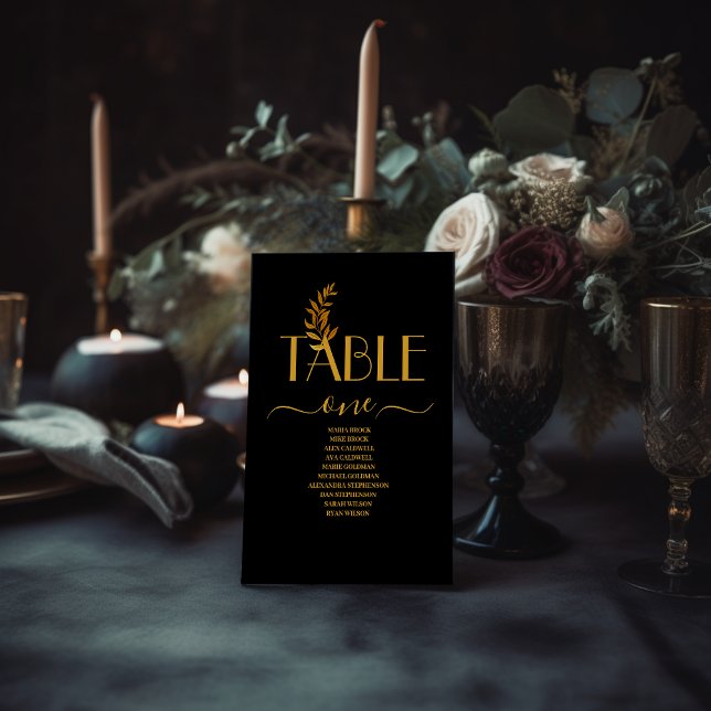 Numéro De Table Mariage Lune Nuages Noir Doré Mystique Glamour (Créateur téléchargé)