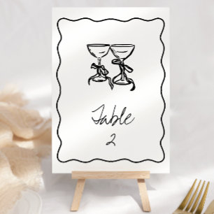 Numéro de table Mariage manuscrit rétro