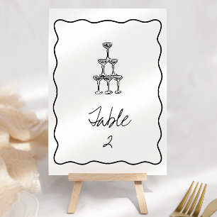 Numéro de table Mariage manuscrit rétro