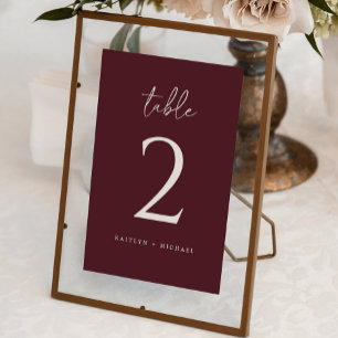 Numéro De Table Mariage Merlot moderne
