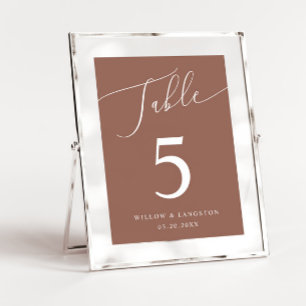 Numéro De Table Mariage minimal en terre cuite