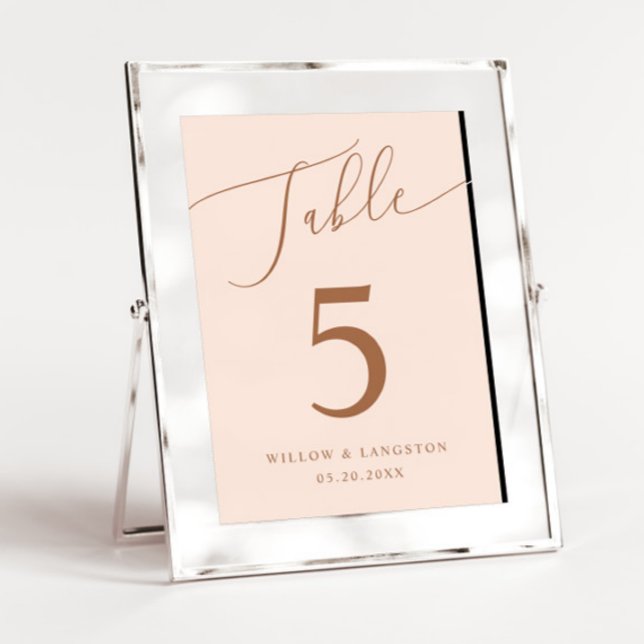Numéro De Table Mariage minimal rose pâle (Créateur téléchargé)