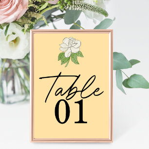 Numéro De Table Mariage minimaliste à fleurs de Magnolia