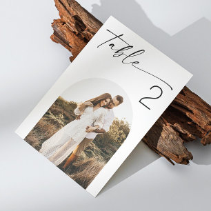Numéro De Table Mariage minimaliste avec écriture   Photo d'arche 