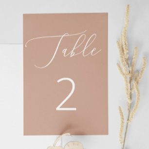 Numéro De Table Mariage Minimaliste Beige Pêche Éteint Délicat