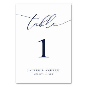 Numéro De Table Mariage minimaliste bleu marine Table personnali