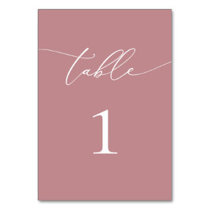Numéro De Table Mariage minimaliste de roussissement Dusty Rose Nu