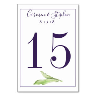 Numéro De Table Mariage minimaliste de tulipe simple violet profon