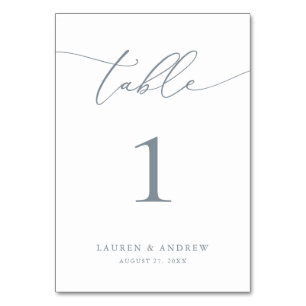 Numéro De Table Mariage minimaliste Dusty Blue   Table personnalis