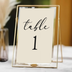Numéro De Table Mariage Minimaliste Élégant Classique Minimal