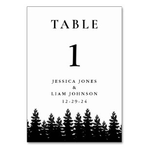 Numéro De Table Mariage minimaliste moderne noir blanc hiver