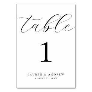 Numéro De Table Mariage minimaliste noir et blanc   Événement pers