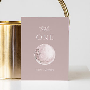 Numéro De Table Mariage minimaliste Rose Poussiéreuse Lune Mystiqu