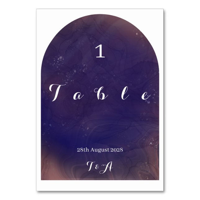 Numéro De Table Mariage moderne Boho Arch violet (Par défaut)
