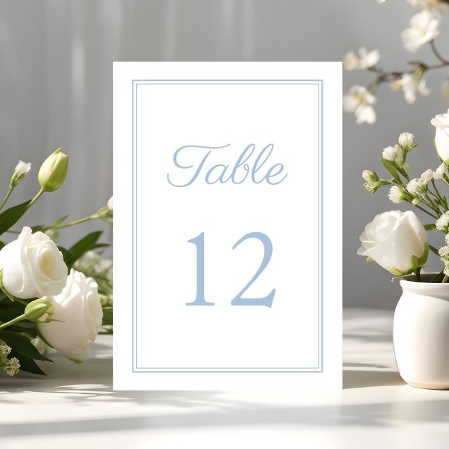 Numéro De Table Mariage moderne élégant en poudre bleu (Modern Elegant Powder Blue Wedding Table Number)