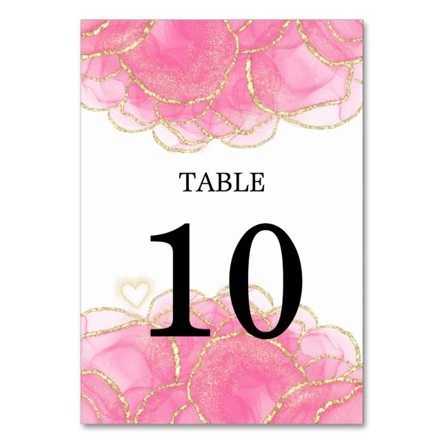 Numéro De Table Mariage moderne élégant rose et or (Par défaut)
