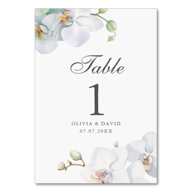 Numéro De Table Mariage moderne Elegant White Orchid Numéro de tab (Par défaut)