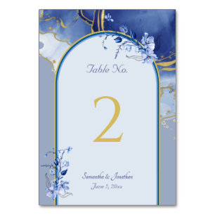 Numéro De Table Mariage moderne en marbre bleu Aqua Numéro de tabl