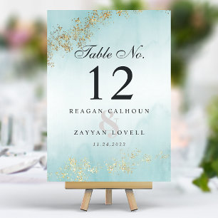 Numéro De Table Mariage Moderne Luxueux Paillettes de Teinte Brume