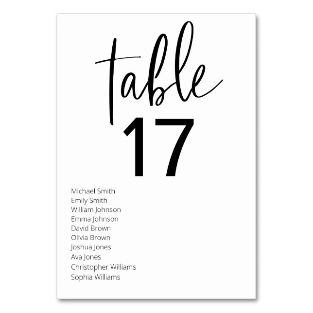 Numéro De Table Mariage moderne minimaliste noir et blanc (Par défaut)