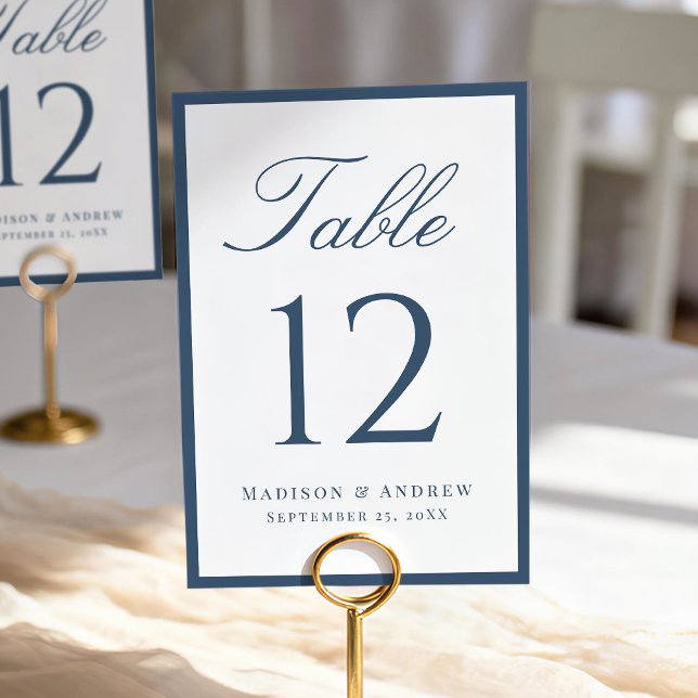 Numéro De Table Mariage moderne sur fond de marine frontalière (Créateur téléchargé)
