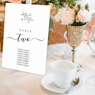 Numéro De Table Mariage monogramme minimaliste de plage Starfish