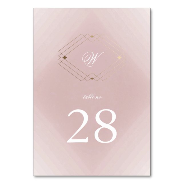 Numéro De Table Mariage Monogramme rose Rose doré classique (Par défaut)