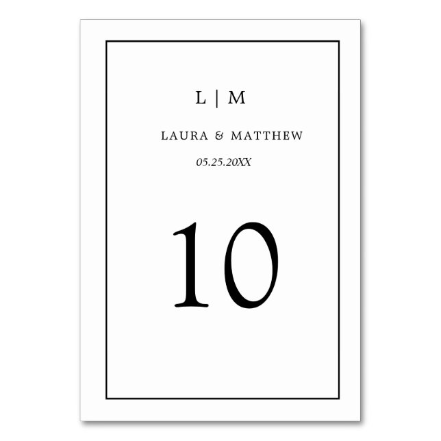 Numéro De Table Mariage Monogramme simple (Par défaut)