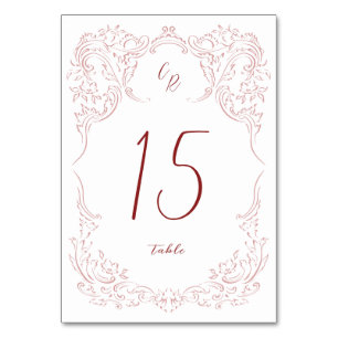 Numéro De Table Mariage Monogramme Vintage Pink Croché