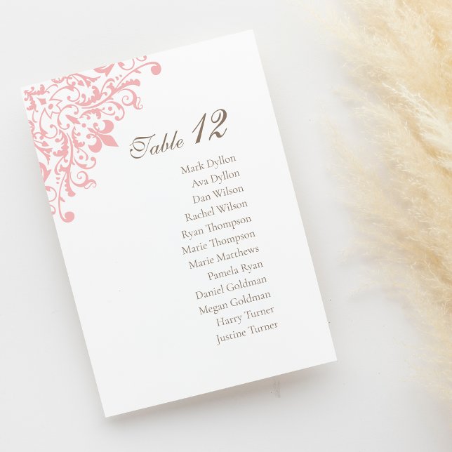 Numéro De Table Mariage Motif Regency Pink Fleur de Lis (Créateur téléchargé)