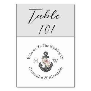 Numéro De Table Mariage Nautique Dusty Silver Grey