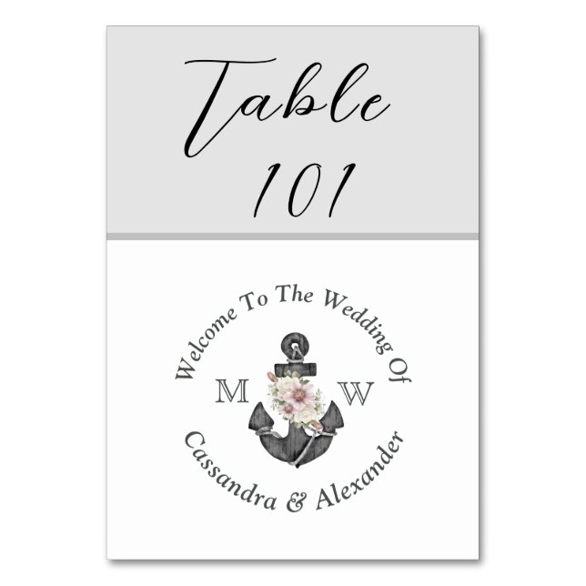 Numéro De Table Mariage Nautique Dusty Silver Grey (Par défaut)