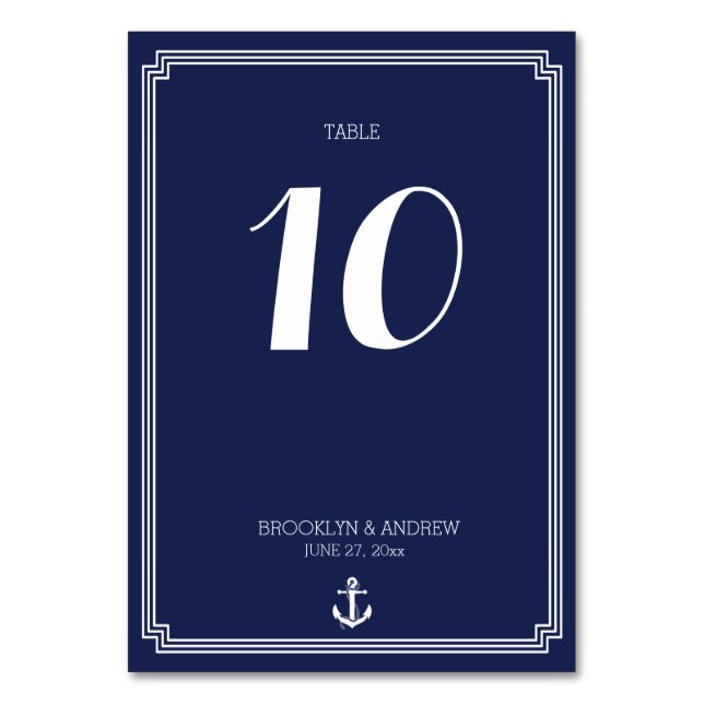 Numéro De Table Mariage nautique Numéros de tableau Marine Blue Fr (Par défaut)