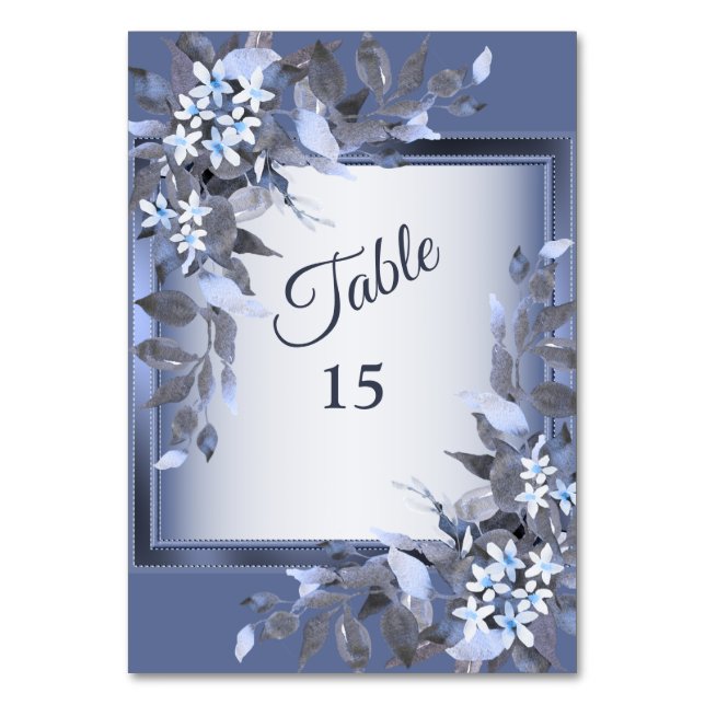 Numéro De Table Mariage Navy Blue Floral Silver Grey Party (Par défaut)