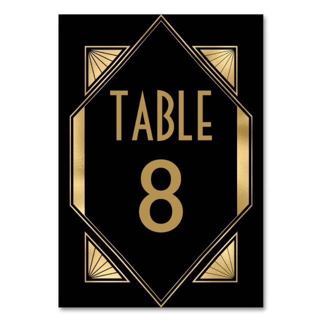 Numéro De Table Mariage Noir Art Déco Gold (Par défaut)