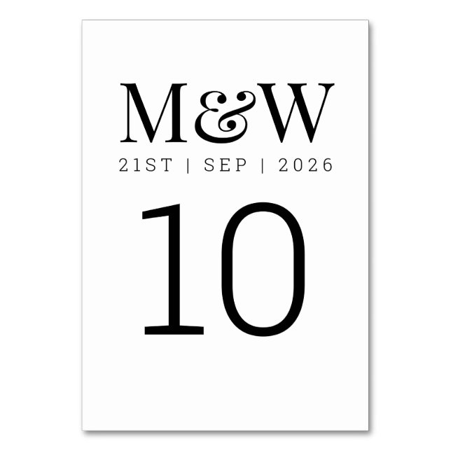 Numéro De Table Mariage noir blanc (Dos)
