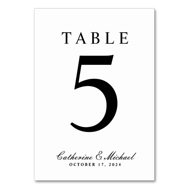 Numéro De Table Mariage noir et blanc Absolute Classic Double-side (Par défaut)