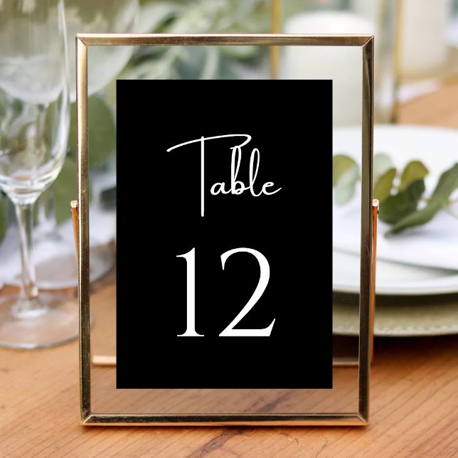 Numéro De Table Mariage noir et blanc élégant et moderne (Créateur téléchargé)