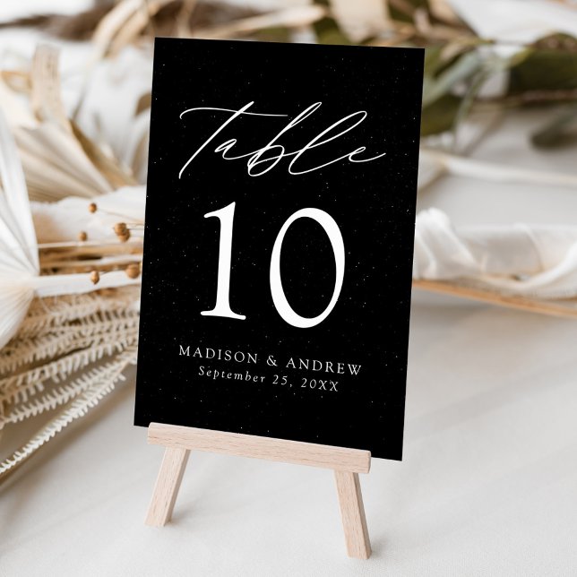 Numéro De Table Mariage noir et blanc élégant moderne (Créateur téléchargé)
