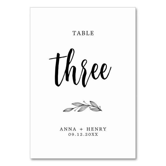 Numéro De Table Mariage noir et blanc moderne (Par défaut)