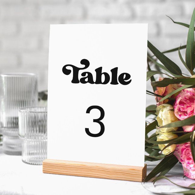 Numéro De Table Mariage noir et blanc rétro élégant (Créateur téléchargé)