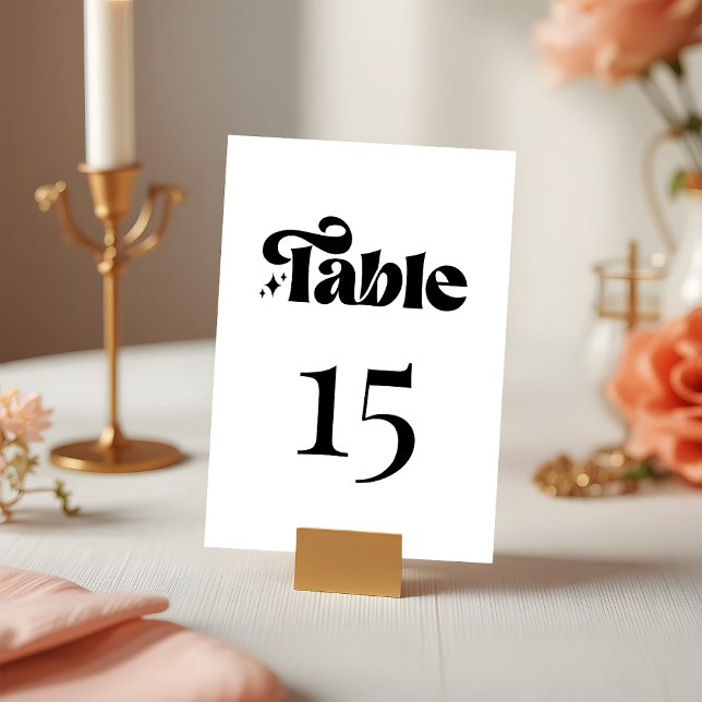 Numéro De Table Mariage noir et blanc rétro moderne (Créateur téléchargé)