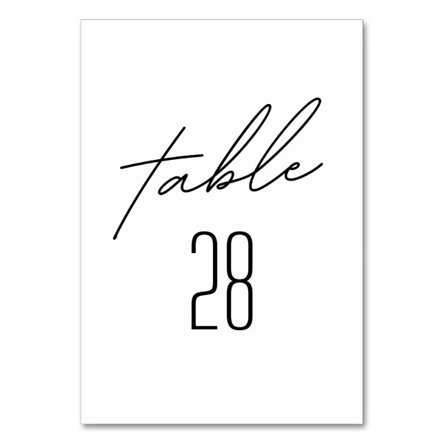 Numéro de table Mariage noir et blanc simple (Par défaut)