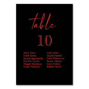 Numéro De Table Mariage noir et rouge gothique floral foncé