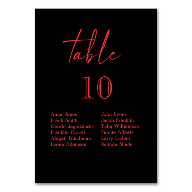 Numéro De Table Mariage noir et rouge gothique floral foncé (Par défaut)