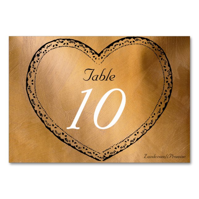 Numéro De Table Mariage Numéro de tableau Coeurs de cuivre Mariage (Devant)