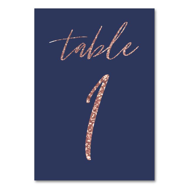 Numéro De Table Mariage Paillettes Rose Gold et Bleu Glam (Par défaut)