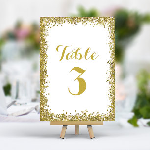 Numéro De Table Mariage Parties scintillant Gold Confetti