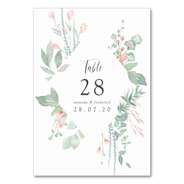 Numéro De Table Mariage Pastel Blush Greenery (Par défaut)